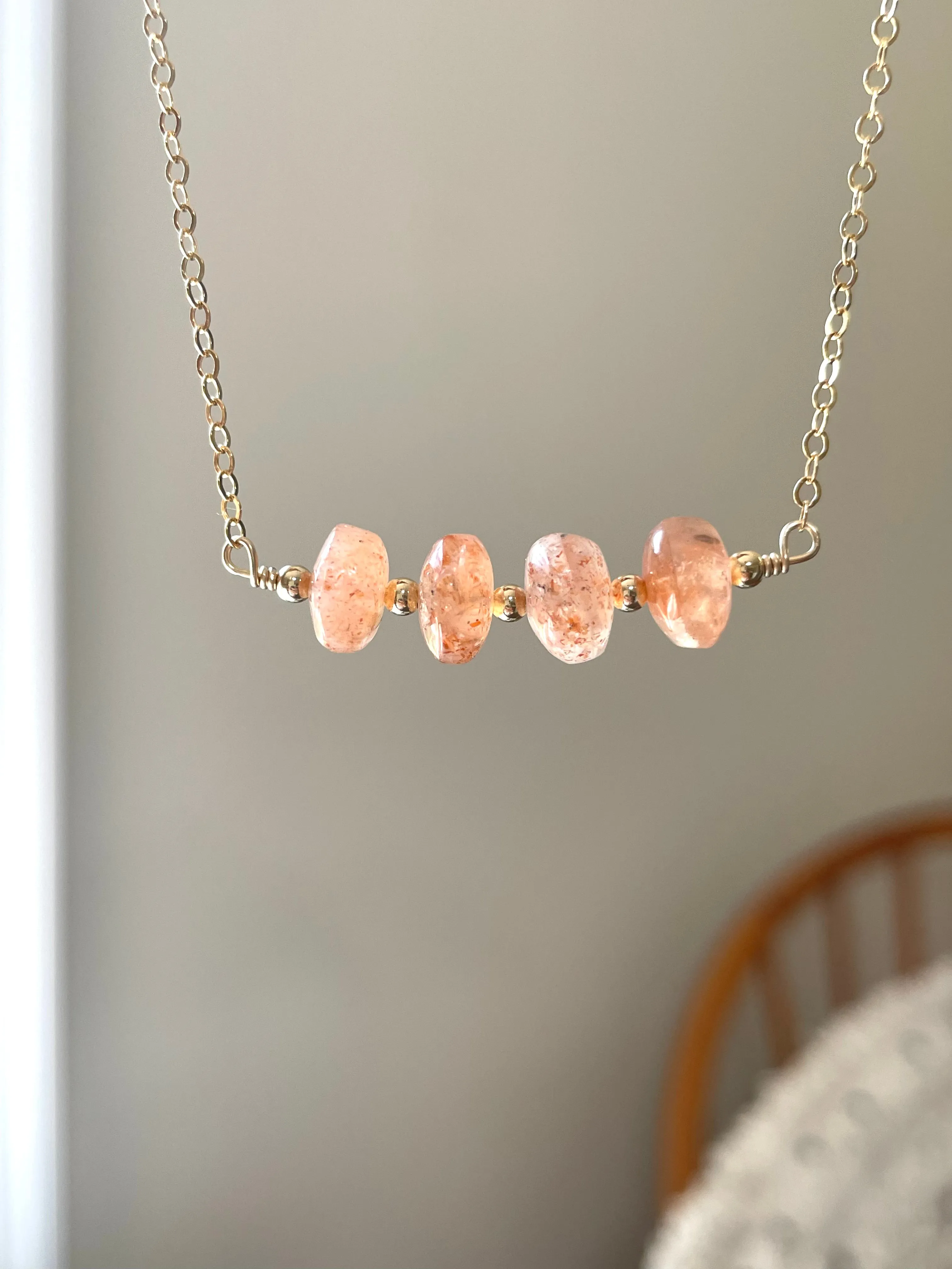 Sunstone Necklace Gold Or Silver