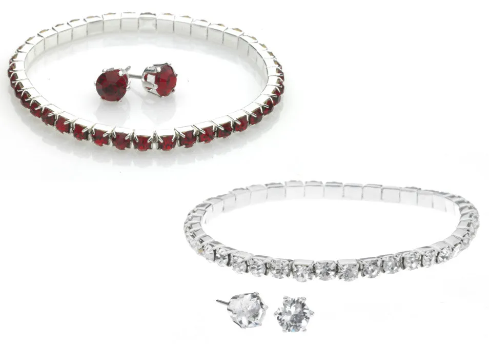 Swarovski Crystal Ruby or Clear Sterling Silver Finish