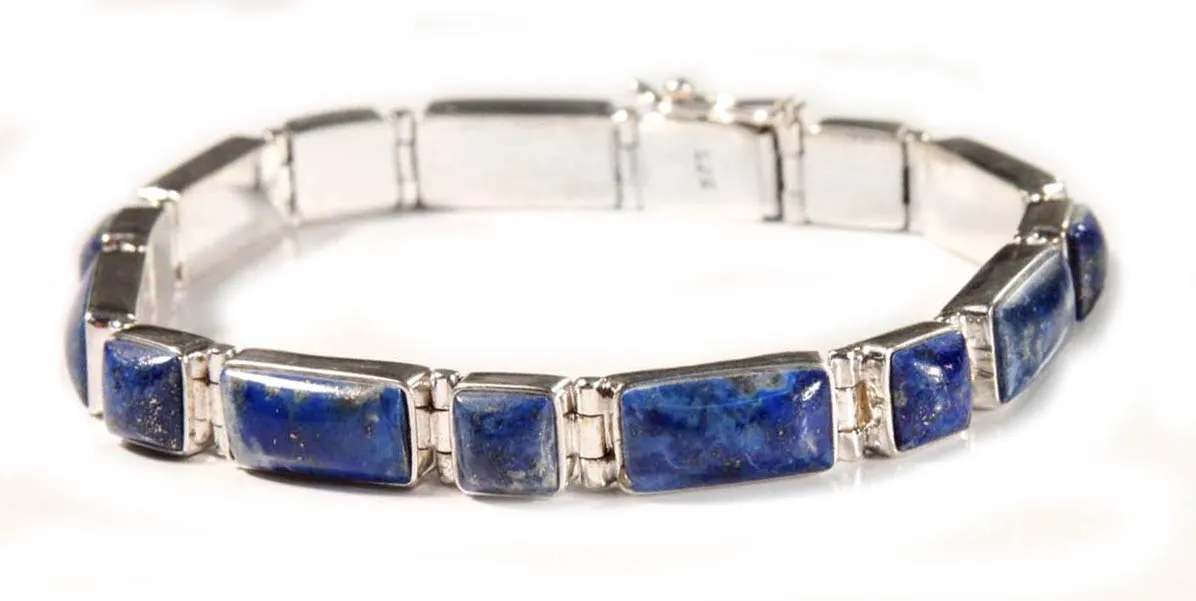 Sweetheart Fair Trade Sterling Silver Wristband Lapis Lazuli Bracelet