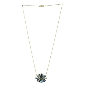 Tapered Baguette Multiple Gemstone Diamond Evil Eye Chain Necklace In 18k Yellow Gold