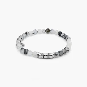 Tateossian Classic Disk Bracelet With Black Rutilated Quartz & Sterling Silver