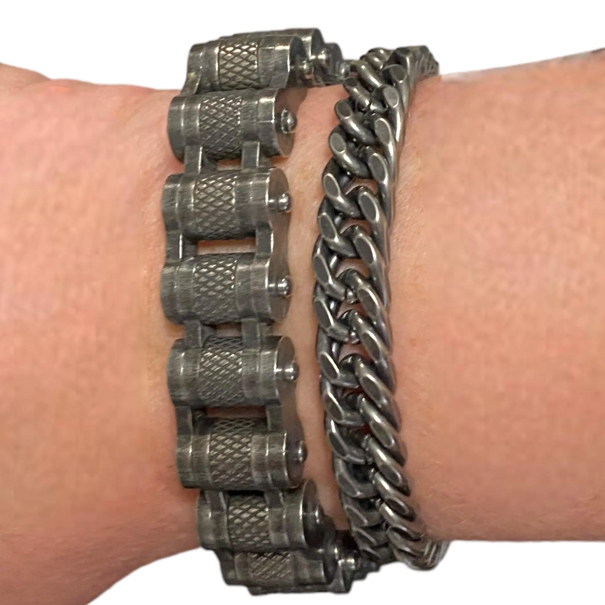 Textured Motorcycle Link Chain Bracelet