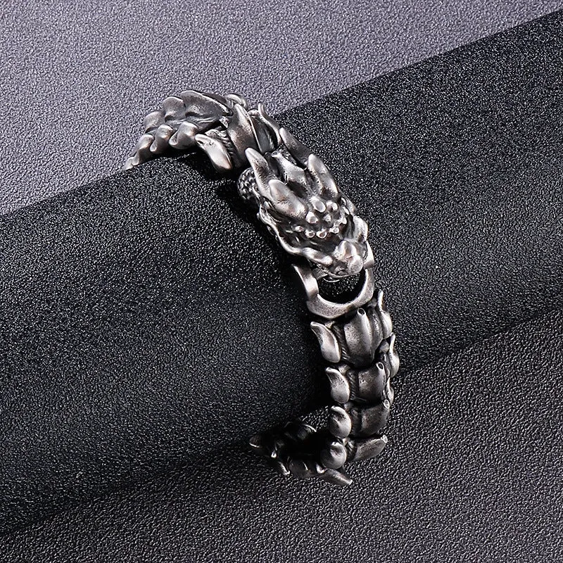 Titanium Steel Punk Style Men's Bracelet - European and American Domineering Design