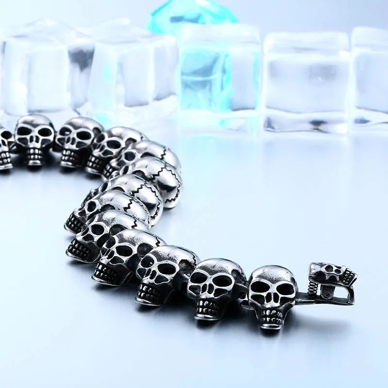 Titanium Steel Skull Bracelet for Men - European & American Punk Style Jewelry