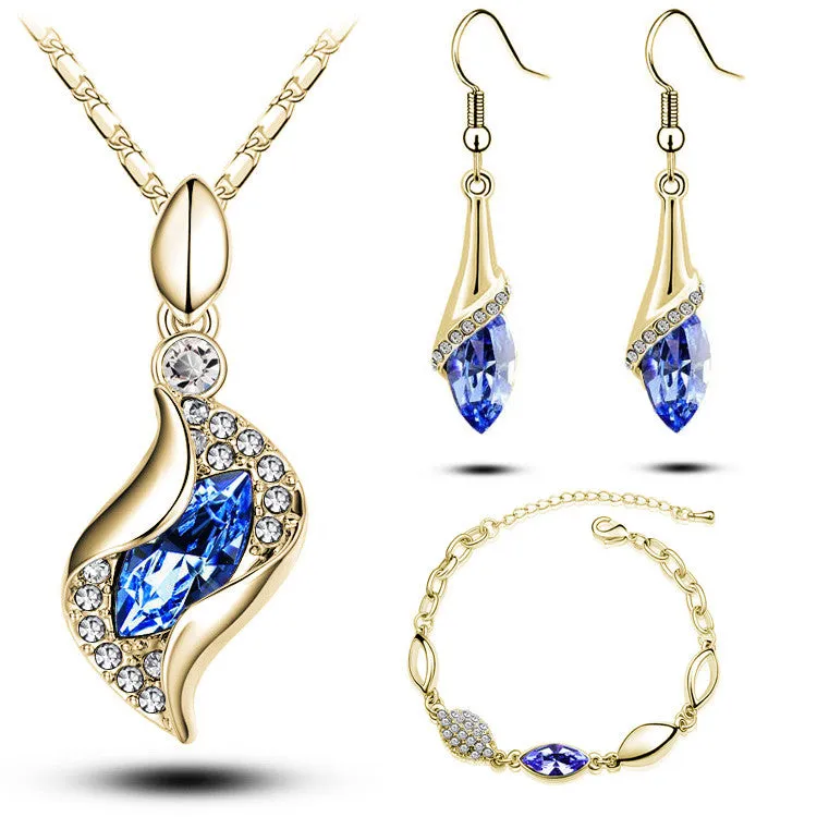 Top Quality Elegant luxury design new fashion 18k Rose Gold plated colorful Austrian crystal drop jewelry sets women gift