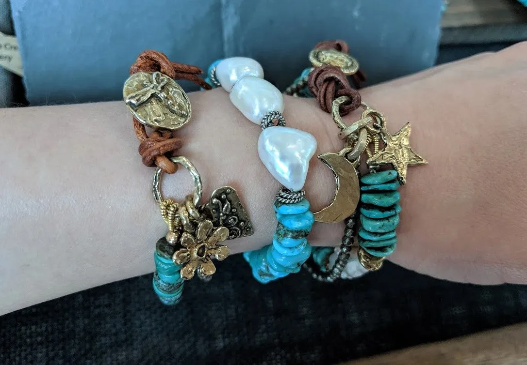 Turquoise, Lapiz Lazuli, and Pyrite Dragonfly Bracelet