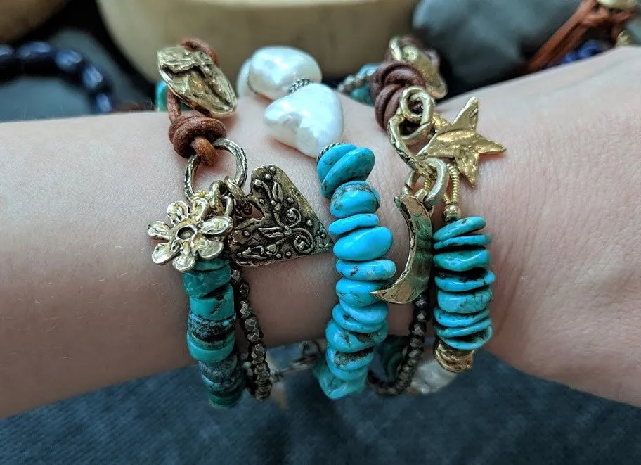 Turquoise, Lapiz Lazuli, and Pyrite Dragonfly Bracelet