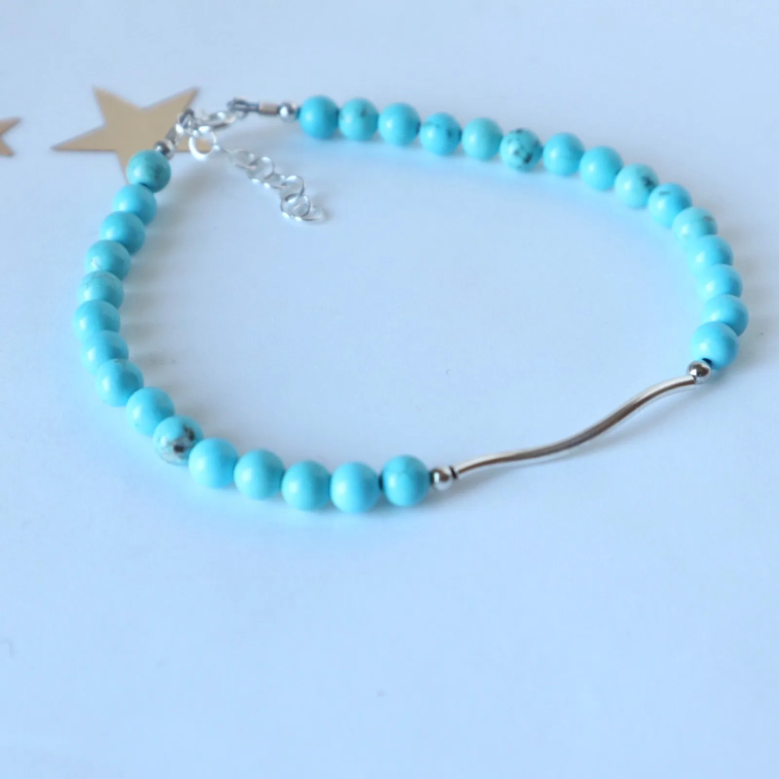 Turquoise Wave Silver Bar Bracelet