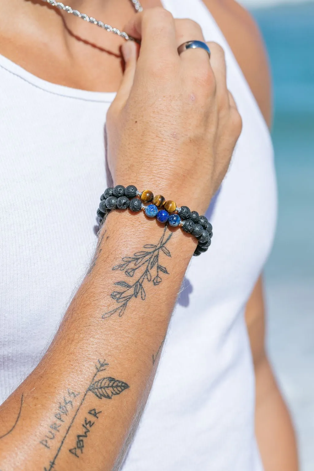 Unisex Men's Lapis Lazuli Lava Bracelet - Keahilani