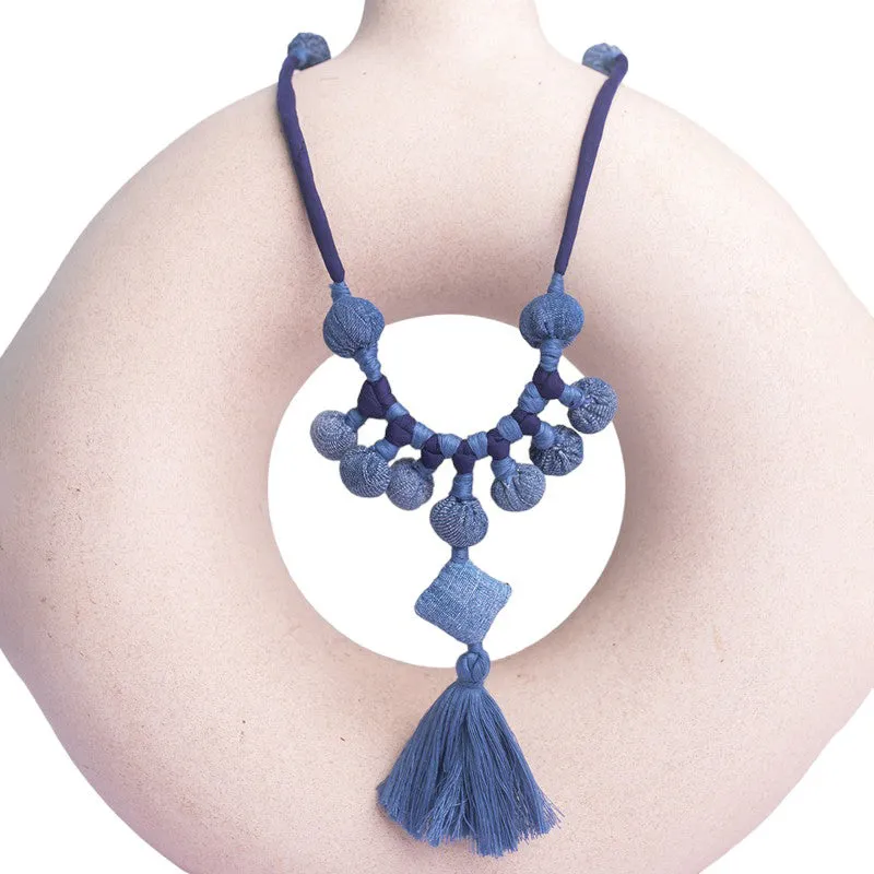 Upcycled Denim Necklace | Handcrafted | Blue