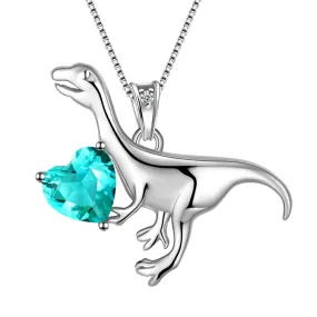 Velociraptor Dinosaur Charm Necklace Pendant Sterling Silver Women Girls Jewelry Gift