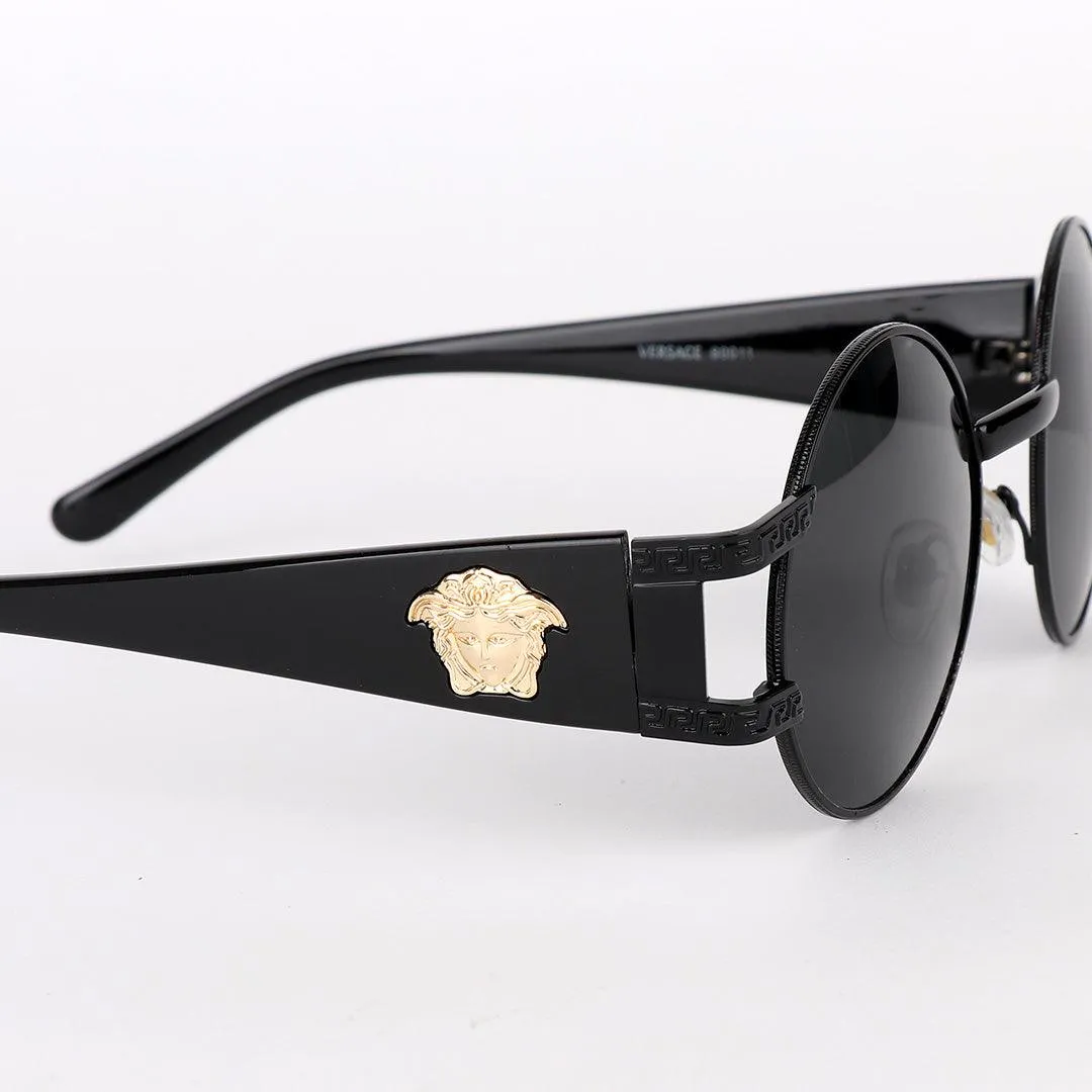 Versace Exclusive Round Black Crested Sunglasses