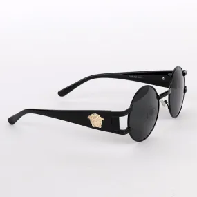 Versace Exclusive Round Black Crested Sunglasses