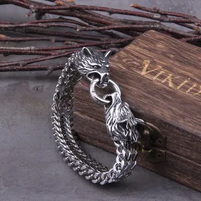 Viking Wolf Head Titanium Steel Bracelet