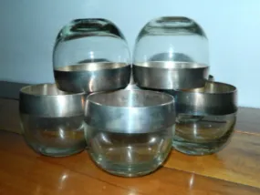 vintage 1960s glasses Dorothy Thorpe silver band ROLY POLY tumblers set of 8