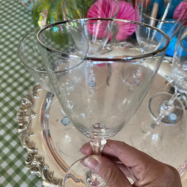 Vintage Lenox Glasses, Montclair Pattern, Platinum Trim,Hand Blown, 3 Sherbet, 5 Water, 4 Ice Tea