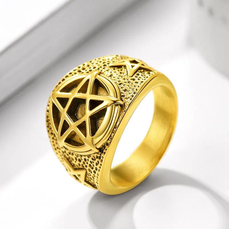 Vintage Pentagram Ring Stainless Steel Ring For Men