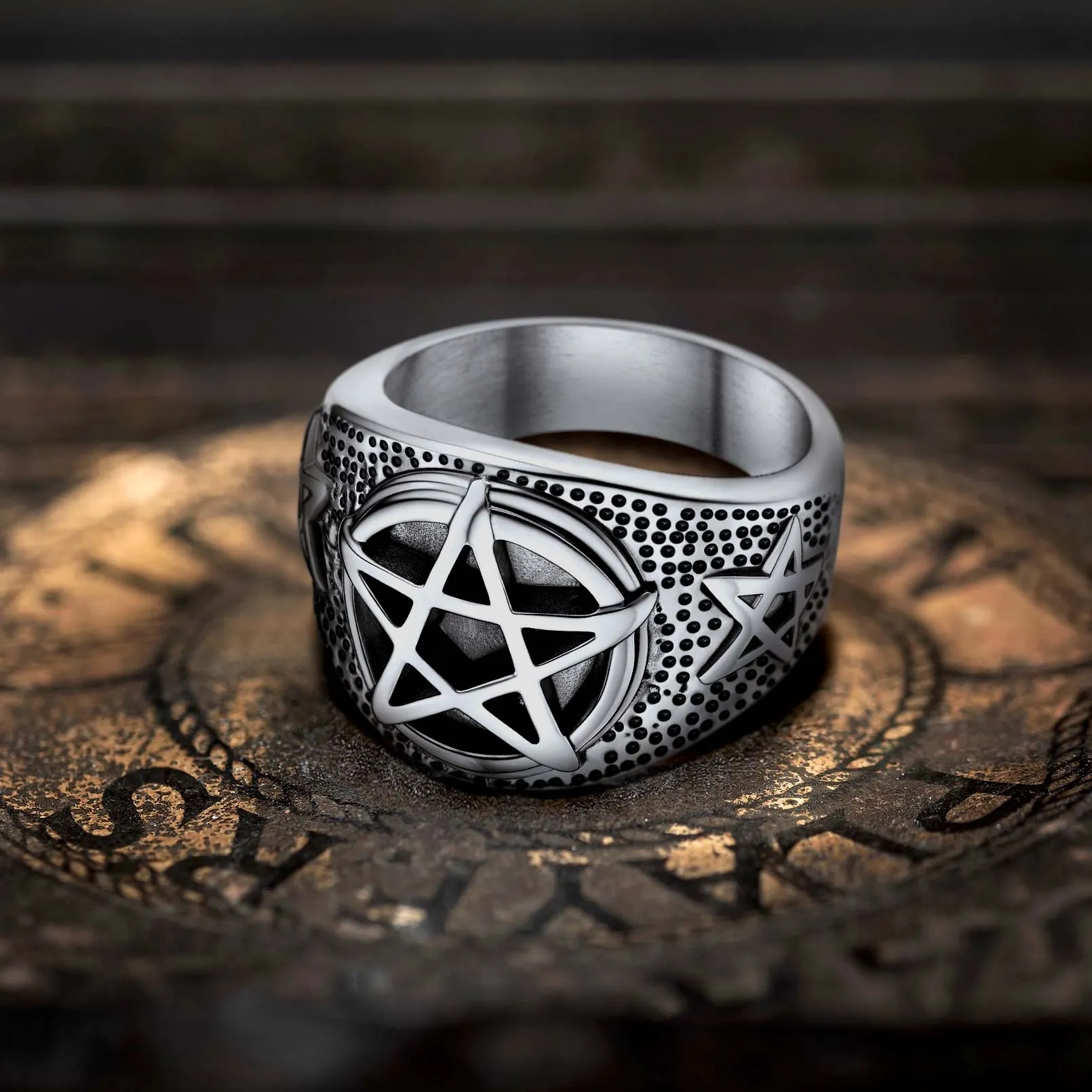 Vintage Pentagram Ring Stainless Steel Ring For Men