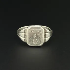 Vintage Silver Engraved Personalized Signet Ring, Sz 10