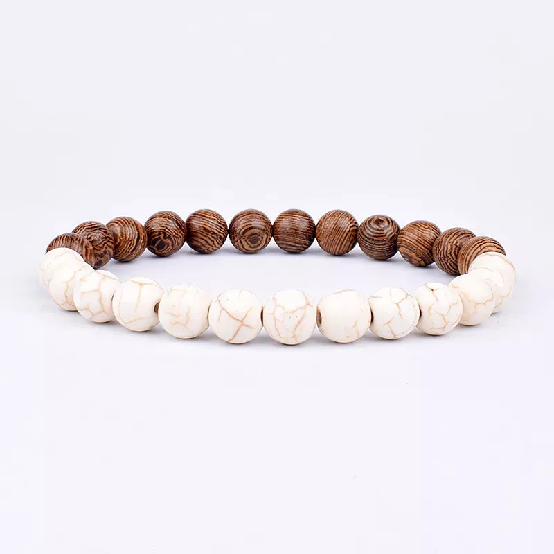 Volcanic Stone Bracelet for Men Lava Wooden 8mm Beads Bracelet Tibetan Buddha Wrist Chain Women Men Jewelry Gift New Bracelets