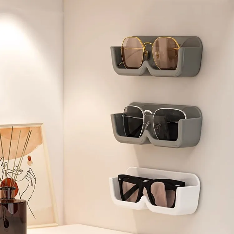 Wall-Mounted Adhesive Sunglasses Storage Shelf Eyeglasses Display Stand(White)