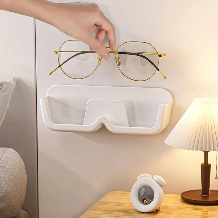 Wall-Mounted Adhesive Sunglasses Storage Shelf Eyeglasses Display Stand(White)