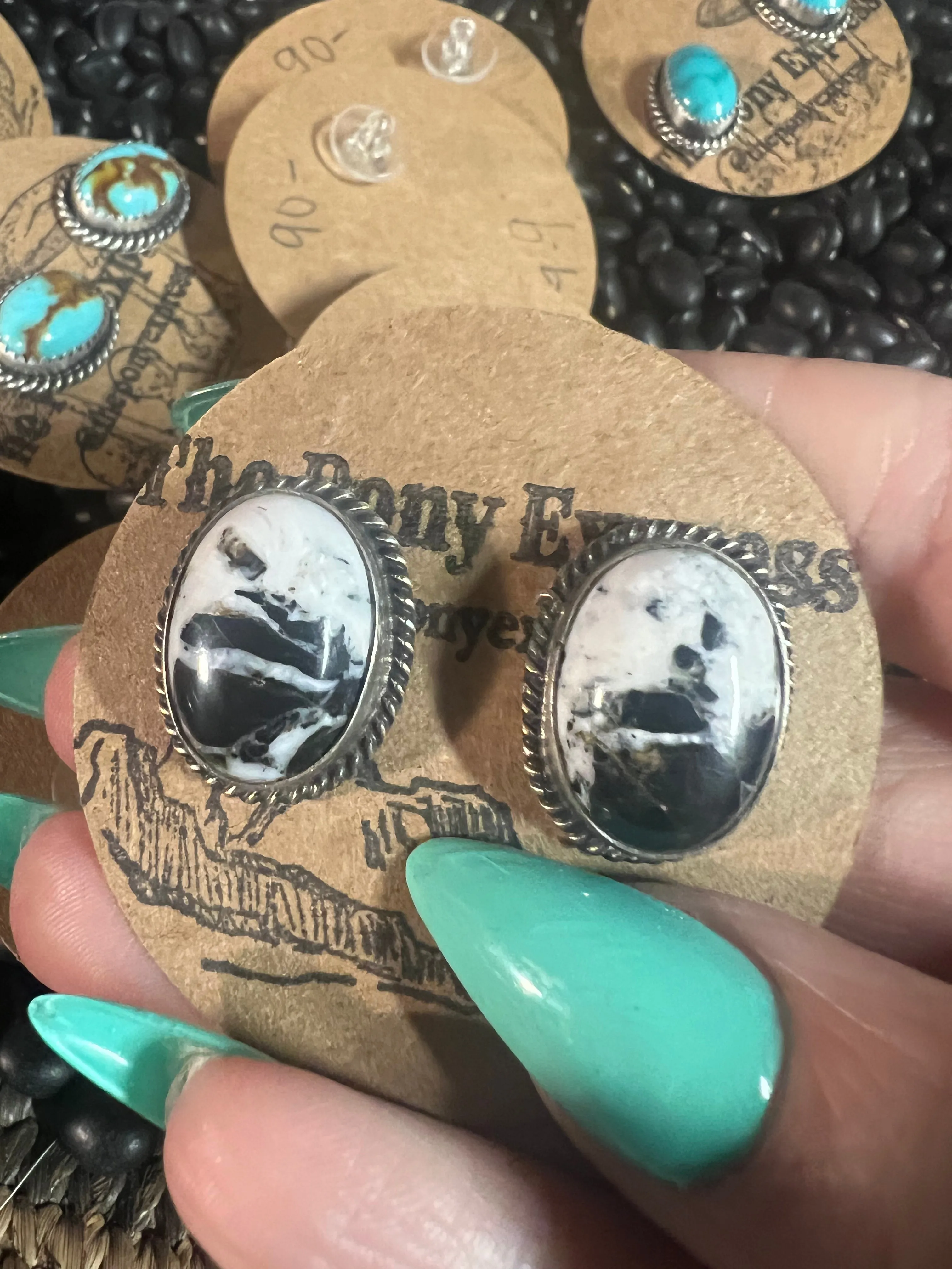 White Buffalo Stud Earrings