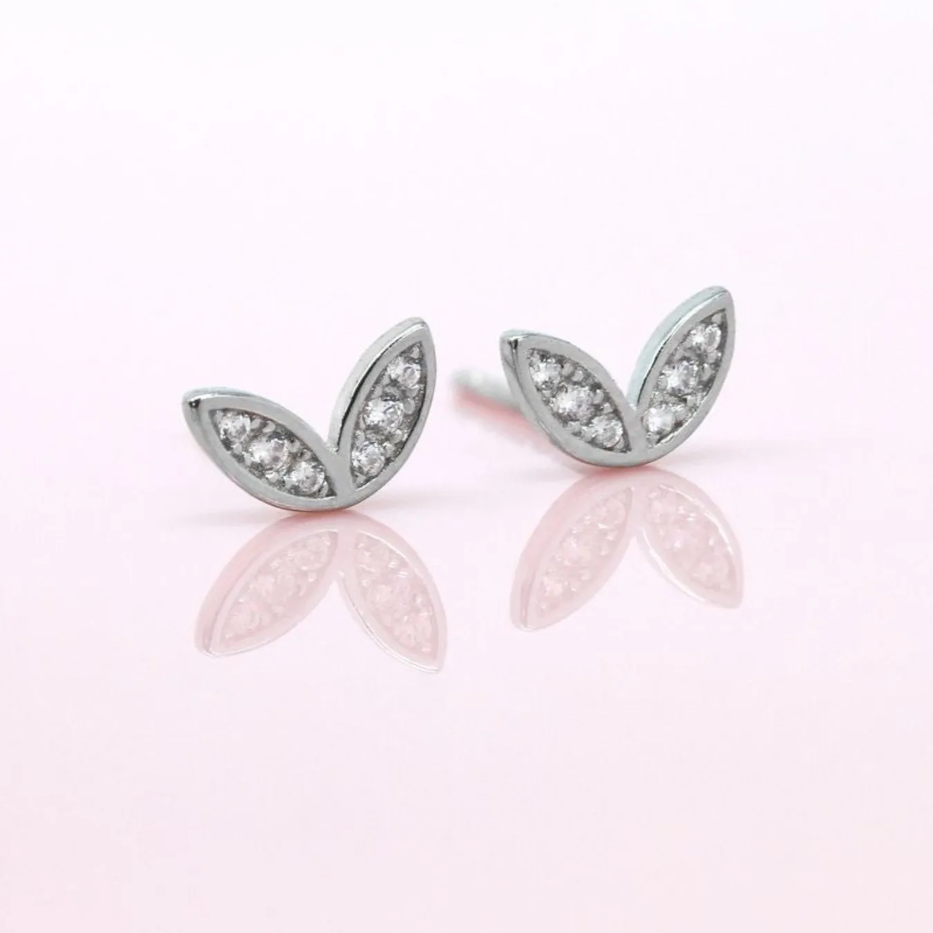 Winged Earrings with CZ Stones - Sterling Silver