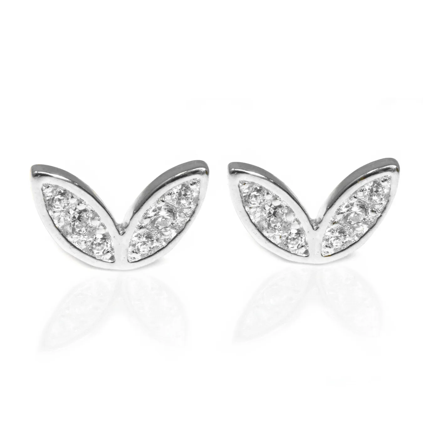 Winged Earrings with CZ Stones - Sterling Silver