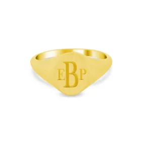 Women's Oval Signet Ring - Extra Small - Laser Engraved Roman Monogram