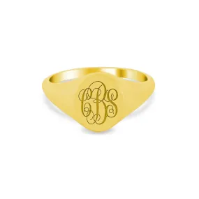 Women's Oval Signet Ring - Extra Small - Laser Engraved Script Monogram