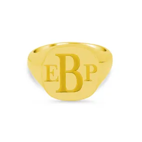 Women's Square Signet Ring - Extra Large - Laser Engraved Roman Monogram