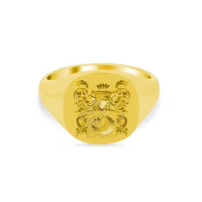 Women's Square Signet Ring - Large - CAD Designed Family Crest / Logo