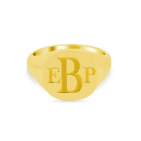 Women's Square Signet Ring - Large - Laser Engraved Roman Monogram