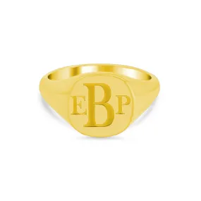 Women's Square Signet Ring - Medium - Laser Engraved Roman Monogram