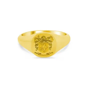 Women's Square Signet Ring - Small - Laser Engraved Family Crest / Logo