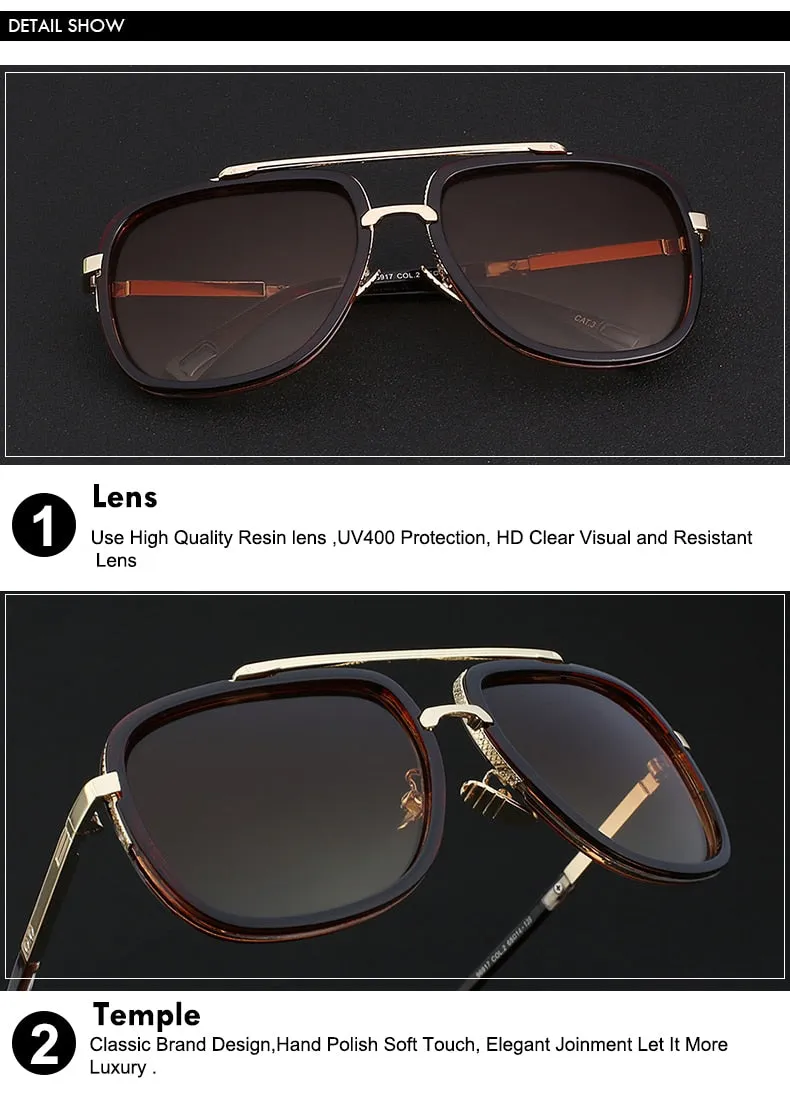 Xiu Brand Men's Square Sunglasses Men Women Big Frame