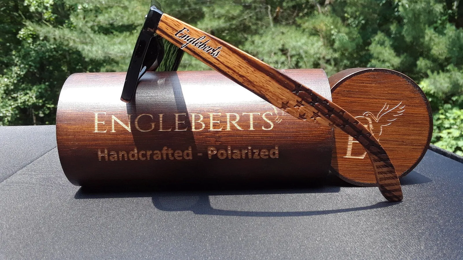 Zebrawood Stars & Bars Sunglasses   Wooden Case