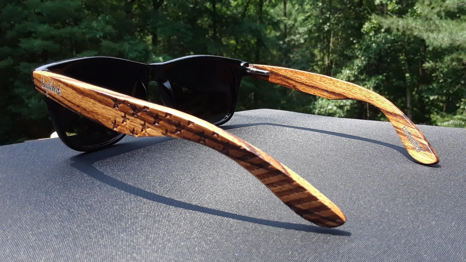 Zebrawood Stars & Bars Sunglasses   Wooden Case