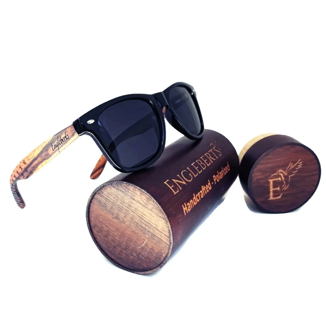 Zebrawood Stars & Bars Sunglasses   Wooden Case