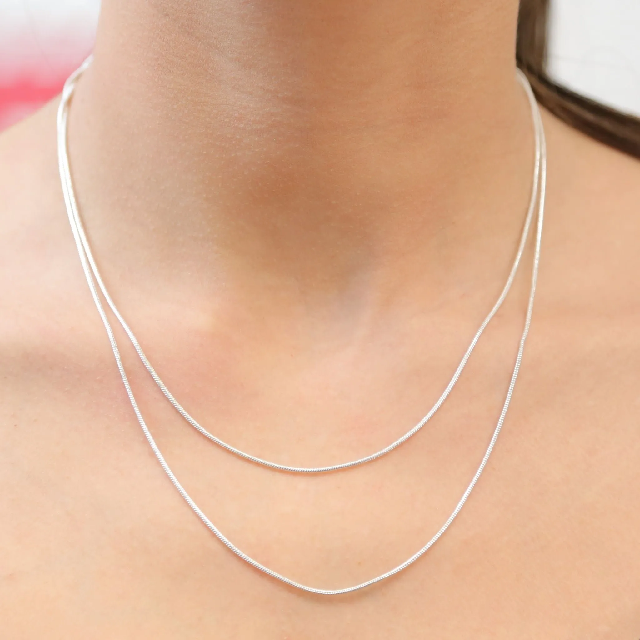 ZINA - Double Layer Silver Snake Chain Necklace